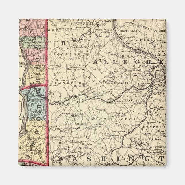 Imán Mapa de Hancock, Brooke, Ohio, condados Marshall (Frente)