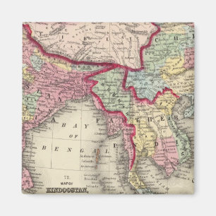 Imán Mapa de Hindostán, India, China y el Tíbet
