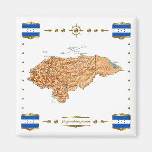 Imán Mapa de Honduras + Magnate de Banderas