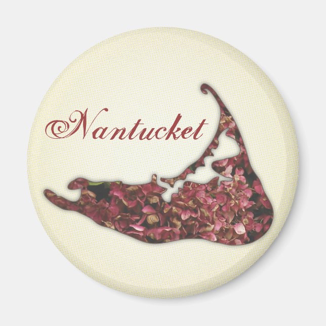 Imán Mapa de Hydrangea de la isla de Nantucket, Massach (Frente)
