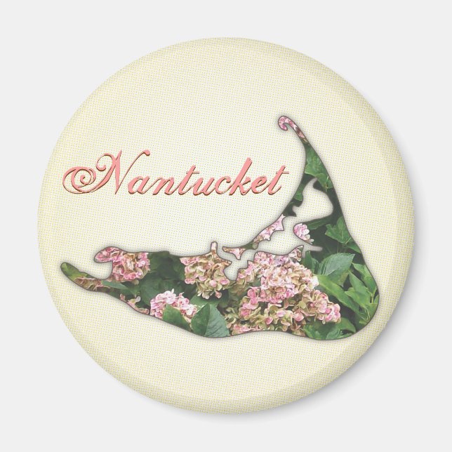 Imán Mapa de Hydrangea de la isla de Nantucket, Massach (Frente)