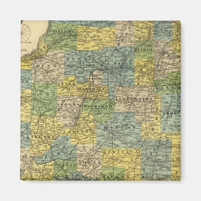 Imán Mapa de Illinois 2 (Frente)