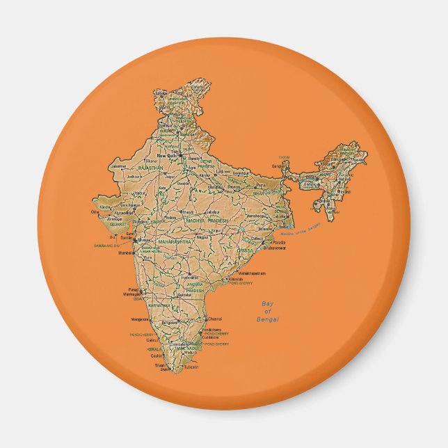 Imán Mapa de India (Frente)