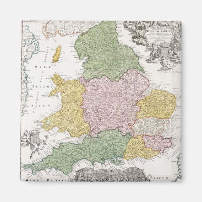 Imán Mapa de Inglaterra | 1760 (Frente)