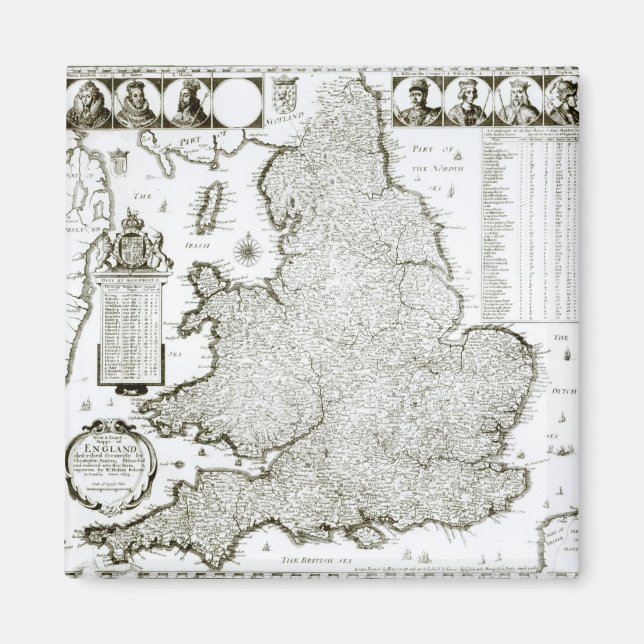 Imán Mapa de Inglaterra y Gales, 1644 (Frente)