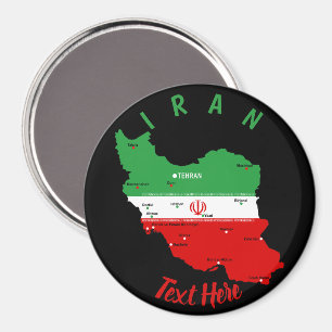 Imán Mapa de Irán con bandera y emblema
