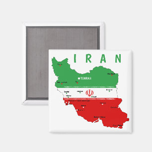 Imán Mapa de Irán con bandera y emblema