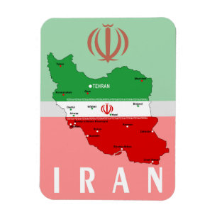 Imán Mapa de Irán con bandera y emblema