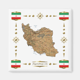 Imán Mapa de Irán + Magnate de banderas