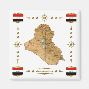 Imán Mapa de Iraq + Mapa de bandera