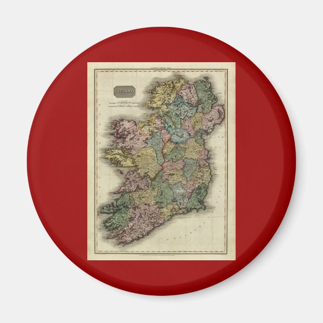 Imán Mapa de Irlanda de 1813 por John Pinkerton (Frente)