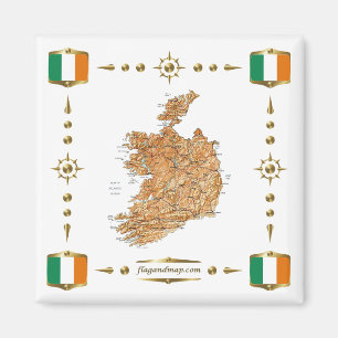 Imán Mapa de Irlanda + Mapa de bandera