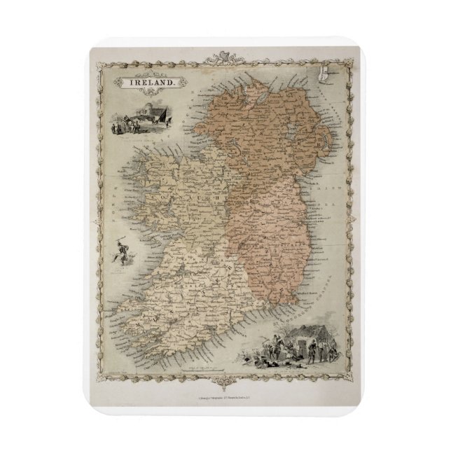 Imán Mapa de Irlanda, publicado c.1850 (color mano en (Vertical)