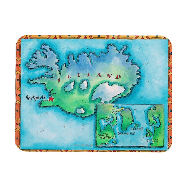 Imán Mapa de Islandia (Horizontal)