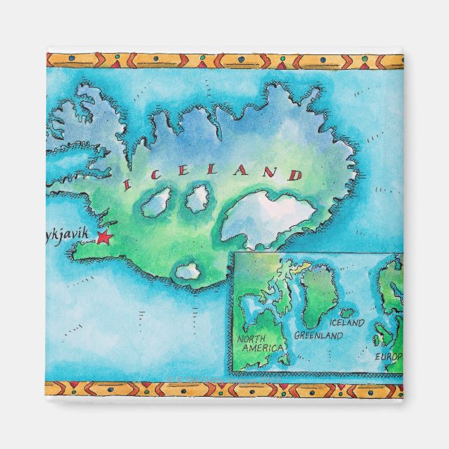 Imán Mapa de Islandia (Frente)