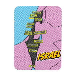 Imán Mapa de Israel ilustrado al estilo Pop Art