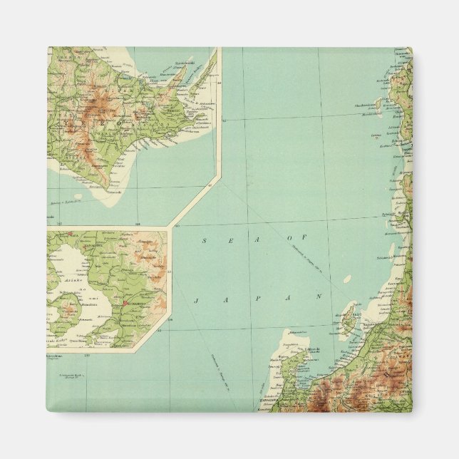 Imán Mapa de Japón con rutas marítimas (Frente)