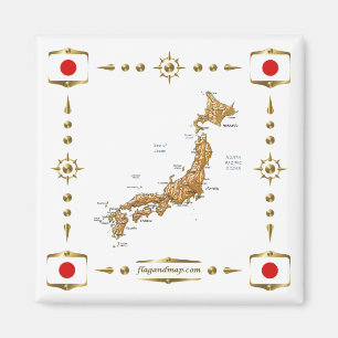 Imán Mapa de Japón + Magnate de banderas