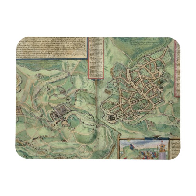 Imán Mapa de Jerusalén, de 'Civitates Orbis Terrarum' (Horizontal)
