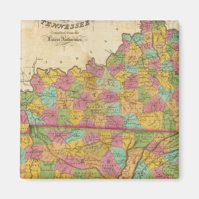 Imán Mapa de Kentucky y Tennessee (Frente)