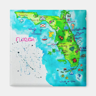 Imán Mapa de la acuarela de la Florida