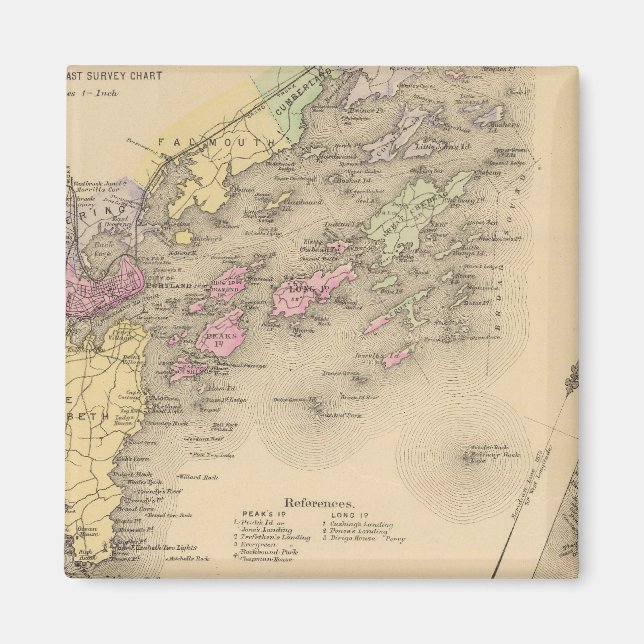 Imán Mapa de la bahía de Casco (Frente)