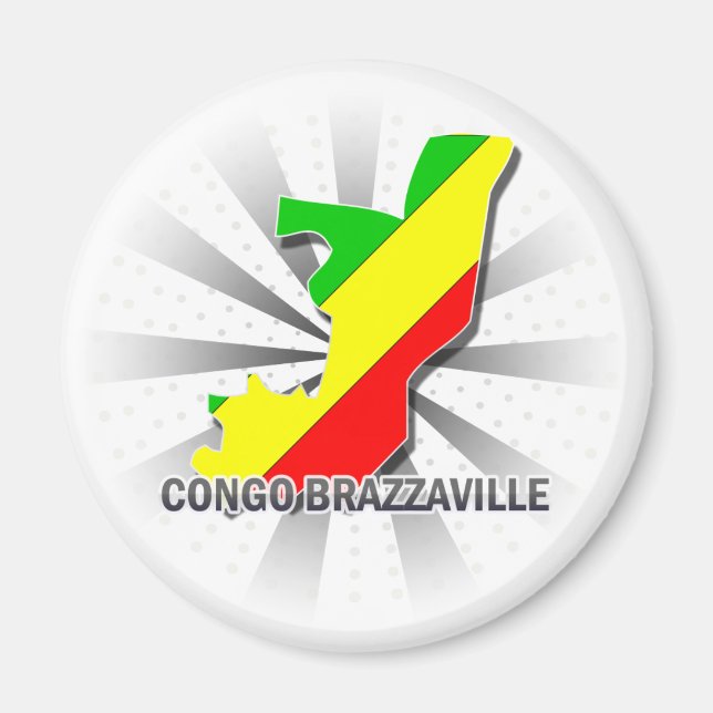 Imán Mapa de la bandera de Brazzaville del Congo 2.0 (Frente)
