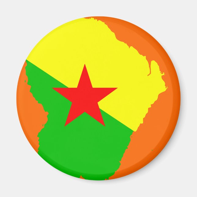 Imán Mapa de la bandera de Guyana FRANCESA (Frente)