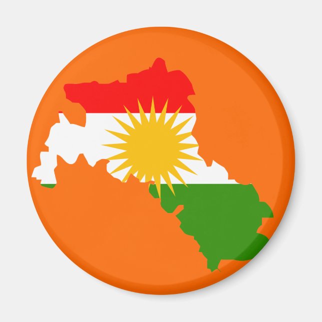 Imán Mapa de la bandera de Kurdistán (Frente)