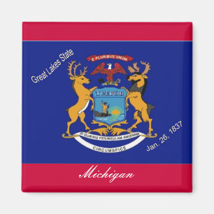 Imán Mapa de la bandera de Michigan