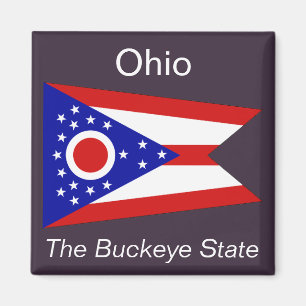 Imán Mapa de la bandera de Ohio