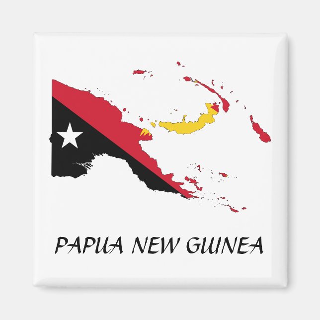 Imán Mapa de la bandera de Papúa Nueva Guinea (Frente)