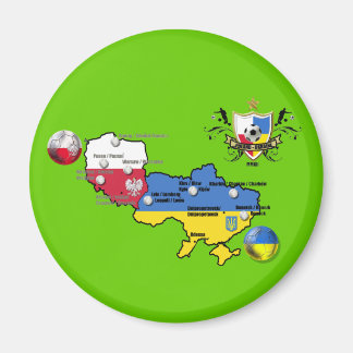 Imán Mapa de la bandera de Polonia Ucrania 2012 para la