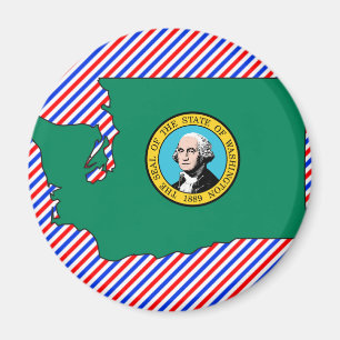 Imán Mapa de la bandera de Washington