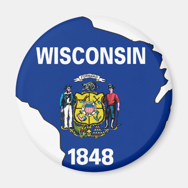Imán Mapa de la bandera de Wisconsin (Frente)