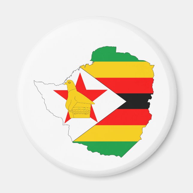 Imán mapa de la bandera de zimbabue (Frente)