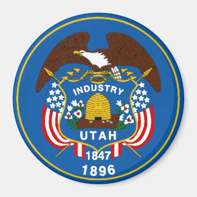 Imán Mapa de la bandera del estado de Utah (Frente)