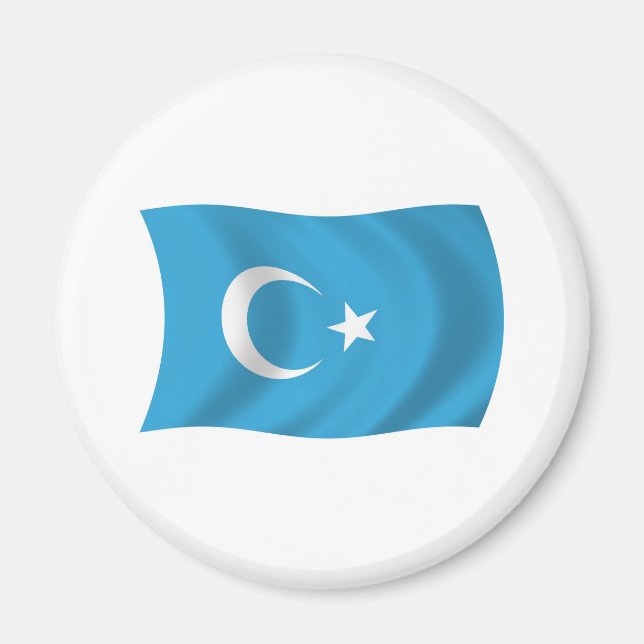 Imán Mapa de la Bandera Uigur de Xinjianj (Frente)