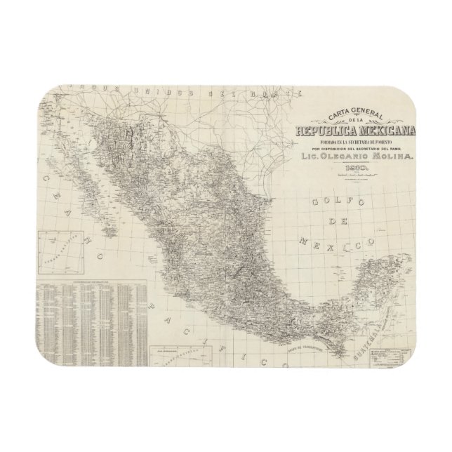 Imán Mapa de la Carta General de la República Mexicana (Horizontal)