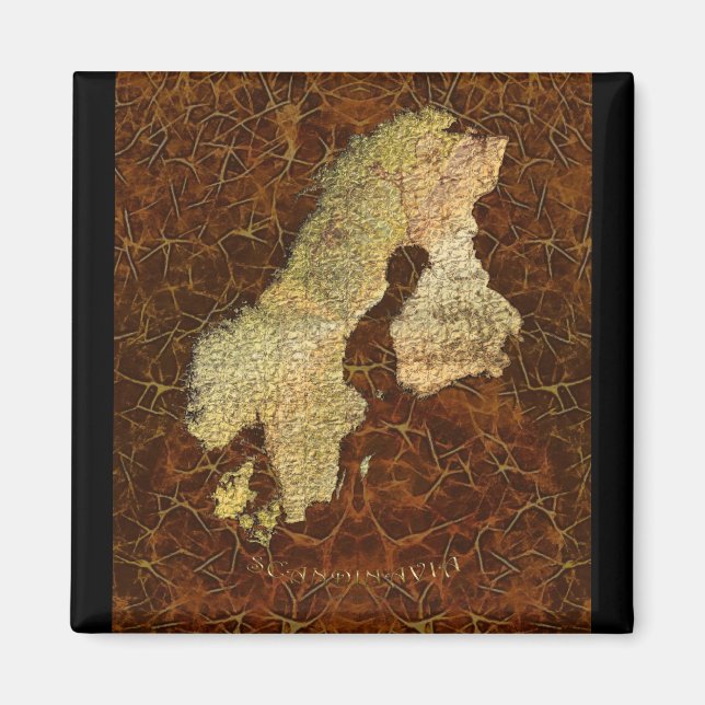 Imán Mapa de la cartografía de Escandinavia (Frente)