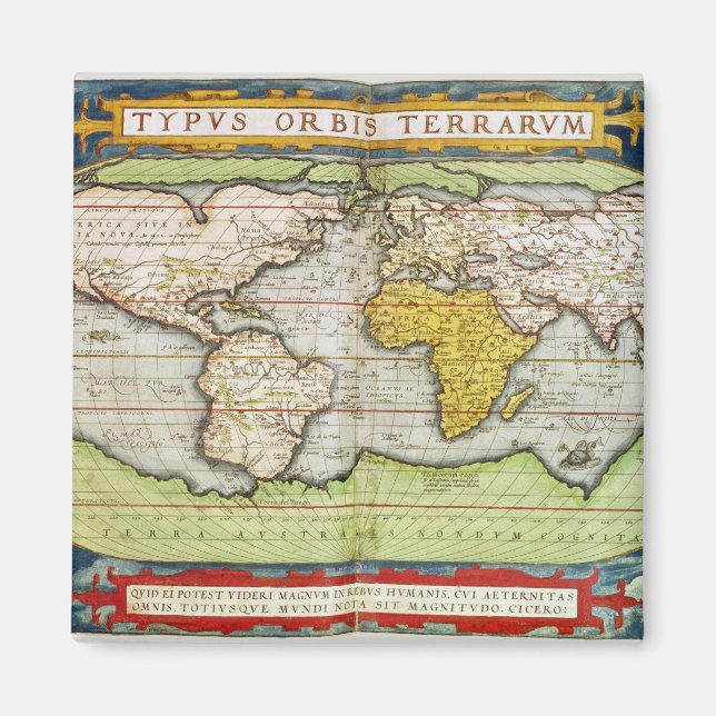 Imán Mapa de la cartografía de Sir Francis Drake (Frente)