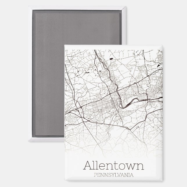 Imán Mapa de la ciudad de Allentown PA (Anverso/Reverso)