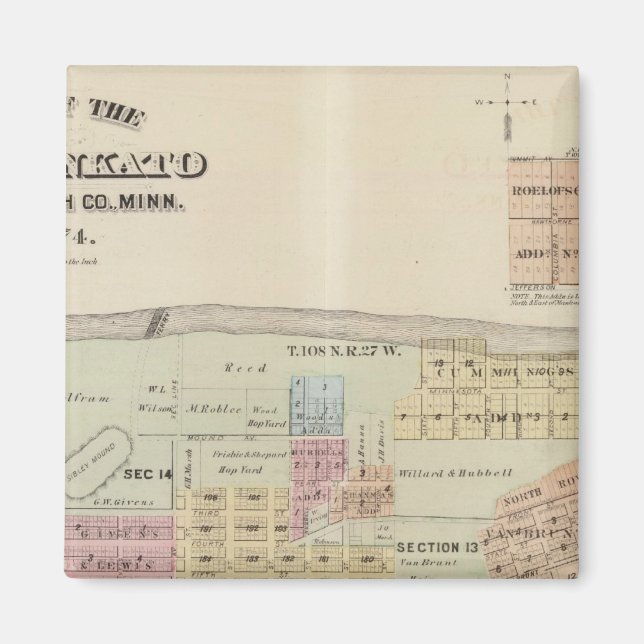 Imán Mapa de la ciudad de Mankato, Minnesota (Frente)