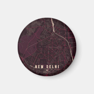 Imán Mapa de la ciudad de Nueva Delhi, India