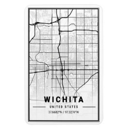 Imán Mapa de la ciudad de viaje de Wichita Kansas USA