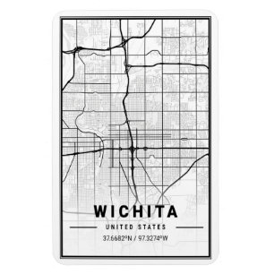 Imán Mapa de la ciudad de viaje de Wichita Kansas USA