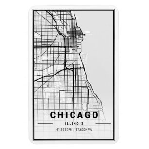Imán Mapa de la ciudad de viajes de Chicago Illinois US
