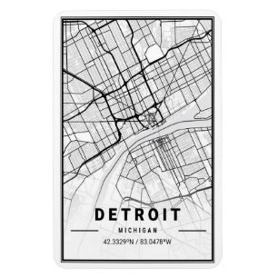 Imán Mapa de la ciudad de viajes de Detroit Michigan US