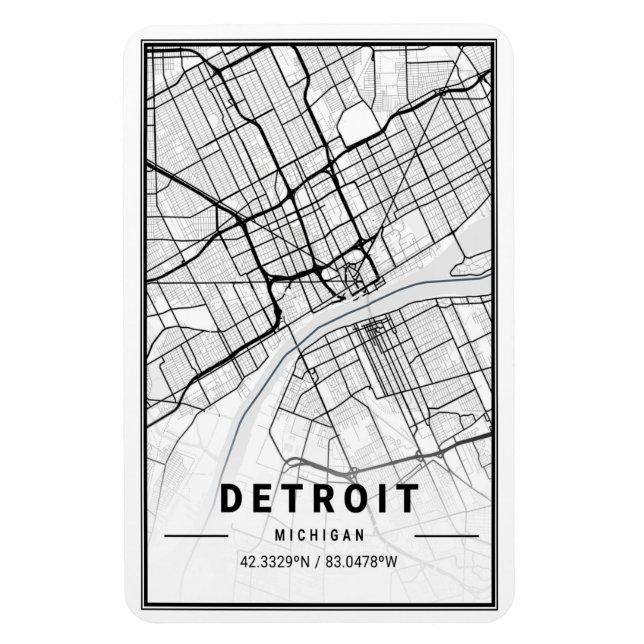 Imán Mapa de la ciudad de viajes de Detroit Michigan US (Vertical)
