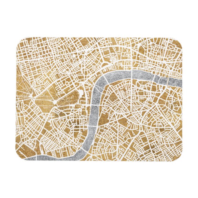 Imán Mapa De La Ciudad Dorada De Londres (Horizontal)